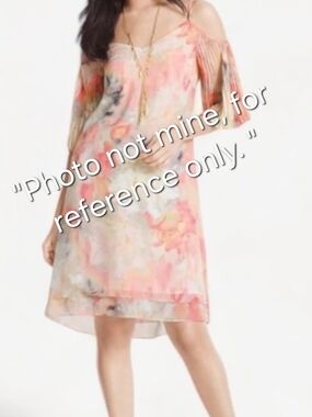 White House Black Market Coral & Cream Floral Off-Shoulder Dress